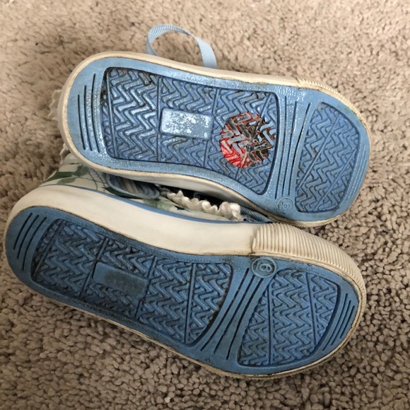 Girls Blue Floral Sparkly Ribbon Sneakers size 6 - Picture 3 of 3